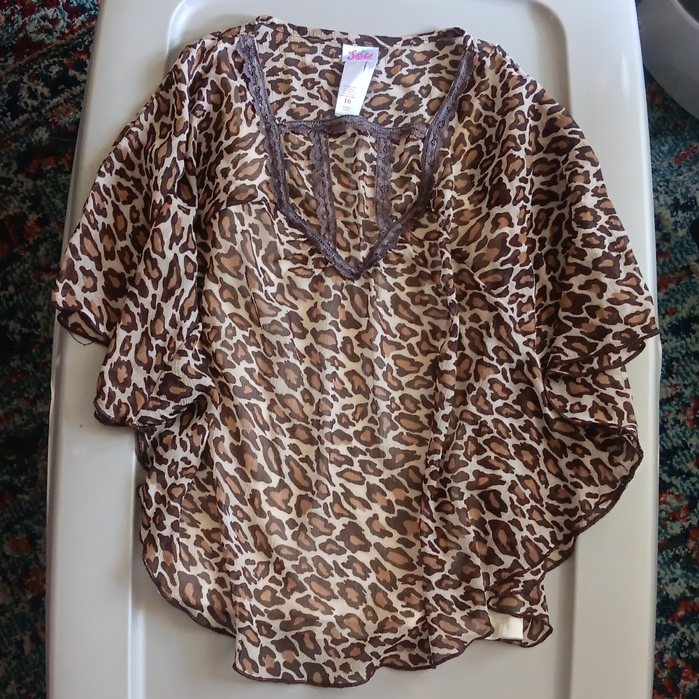 Justice cheetah print dolman sleeve top